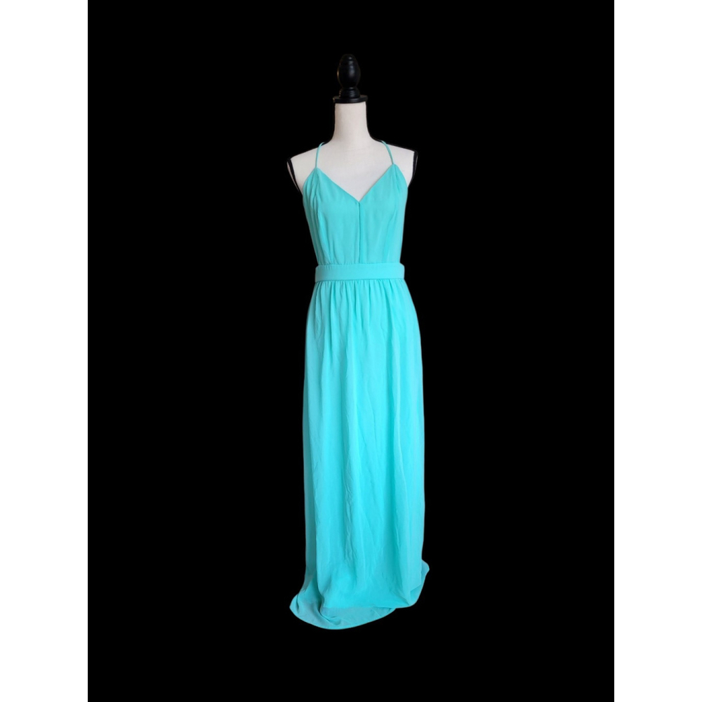 Lulus Formal Gown Open Back Strappy Sea Foam Sz M - Picture 3 of 11